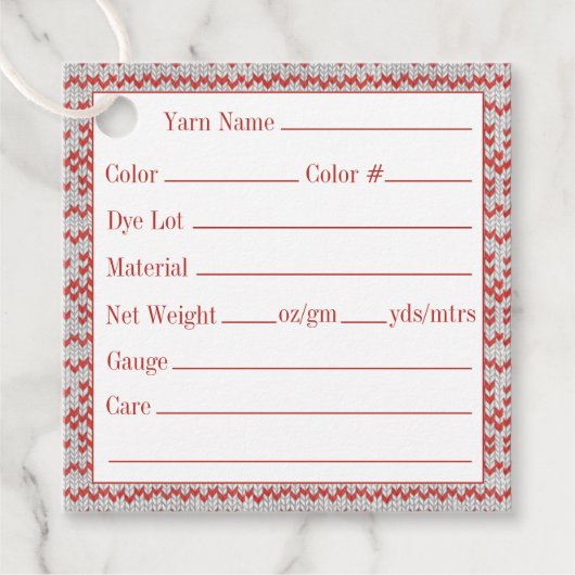 RED NORDIC STRICK 2" Quadratgarnmarken Geschenkanhänger (Vorderseite)