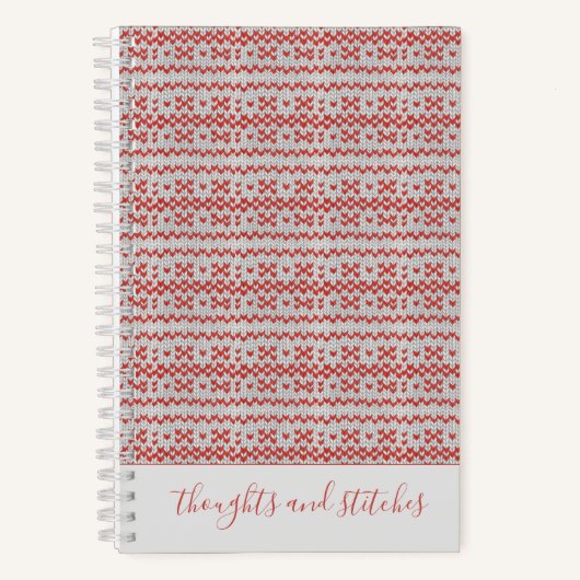 RED NORDIC STRICK 5.5x8.5 Notebook + Text Notizblock (Vorderseite)