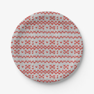 RED NORDIC STRICK 7" Round Paper Teller