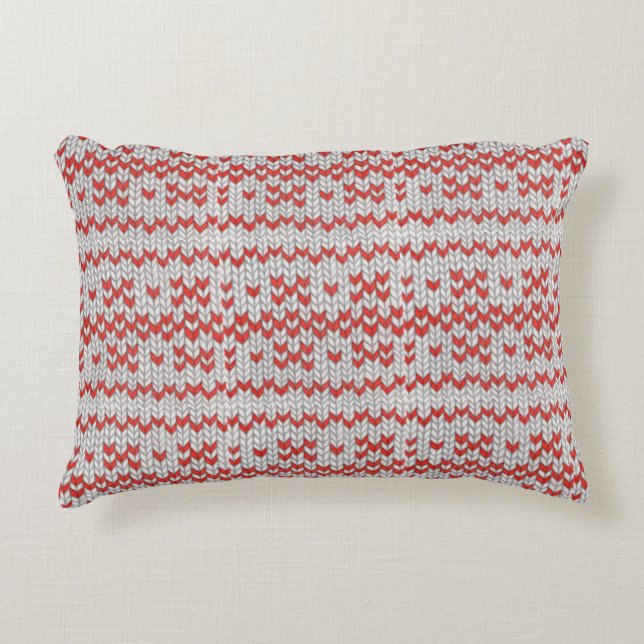 RED NORDIC STRICK Accent Pillow Dekokissen (Vorderseite)