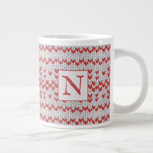 RED NORDIC STRICK Big Tasse + Initial (Rechts)