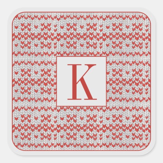 RED NORDIC STRICK Große Square Stickers + Ursprüng (Vorderseite)