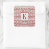 RED NORDIC STRICK Große Square Stickers + Ursprüng (Tasche)