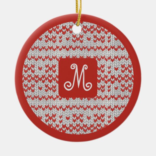 RED NORDIC STRICK Keramik Circle Ornament (Vorne)