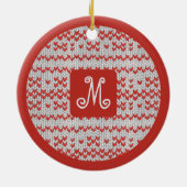 RED NORDIC STRICK Keramik Circle Ornament (Hinten)