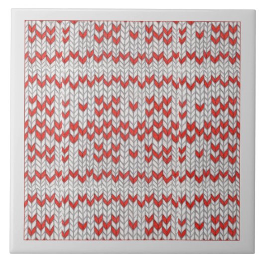 RED NORDIC STRICK Keramik Tile / Grau Fliese (Vorderseite)