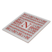 RED NORDIC STRICK Keramik Tile + Initial Fliese (Seite)