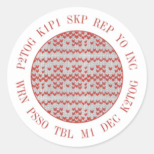 RED NORDIC STRICK Knitting Worte Kleine Rundaufkle Runder Aufkleber
