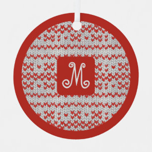 RED NORDIC STRICK Metal Circle Ornament Aus Metall