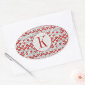 RED NORDIC STRICK Oval Stickers + Initial (Umschlag)