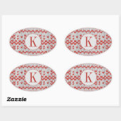 RED NORDIC STRICK Oval Stickers + Initial (Blatt)