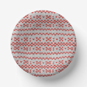 RED NORDIC STRICK Paper Bowls Pappteller