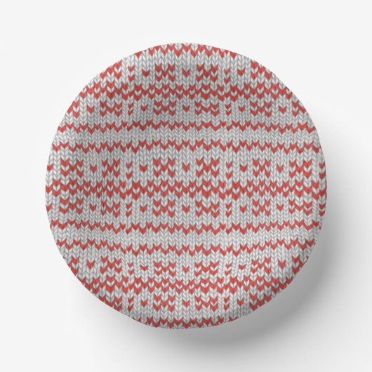 RED NORDIC STRICK Paper Bowls Pappteller (Vorderseite)