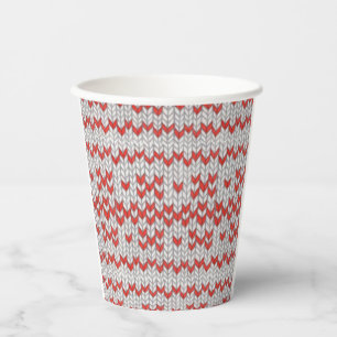RED NORDIC STRICK Paper Cups Pappbecher