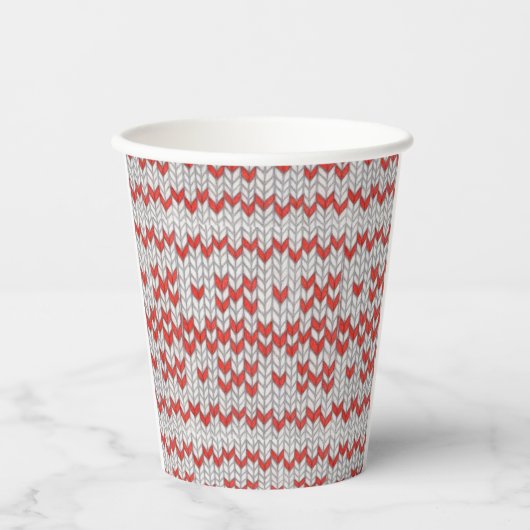 RED NORDIC STRICK Paper Cups Pappbecher (Vorderseite)