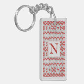 RED NORDIC STRICK Rectangle Schlüsselanhänger + In (Vorderseite links)