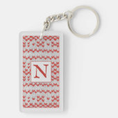 RED NORDIC STRICK Rectangle Schlüsselanhänger + In (Rückseite)