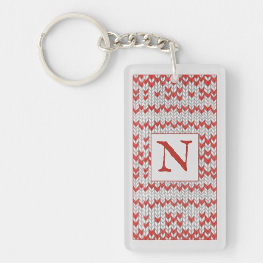 RED NORDIC STRICK Rectangle Schlüsselanhänger + In (Vorderseite)