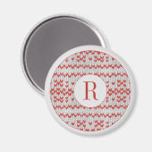 RED NORDIC STRICK Round Magnet + Initial (Vorderseite/Rückseite)