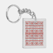 RED NORDIC STRICK Square Acrylic Schlüsselanhänger (Vorderseite links)