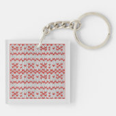 RED NORDIC STRICK Square Acrylic Schlüsselanhänger (Rückseite)