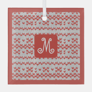 RED NORDIC STRICK Square Glasdekoration + Ursprüng Ornament Aus Glas