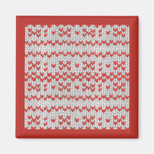 RED NORDIC STRICK Square Magnet / Rot