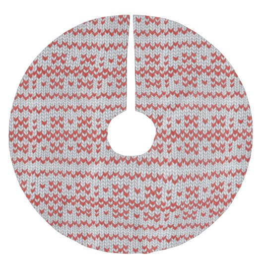 RED NORDIC STRICK Tree Skirt Polyester Weihnachtsbaumdecke (Vorderseite)