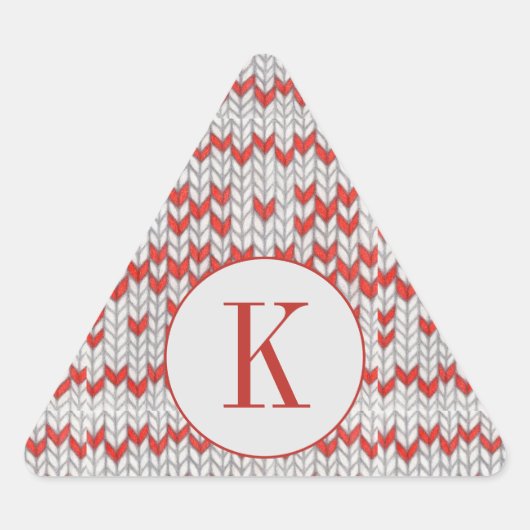 RED NORDIC STRICK Triangle Shape Stickers + Initia (Vorderseite)