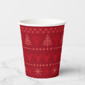 Red Nordic Sweater Muster Holiday Paper Cups Pappbecher (Vorderseite)