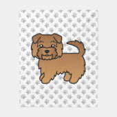 Red Norfolk Terrier Cartoon Dog & Paws Fleecedecke (Vorderseite)