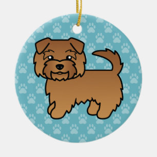 Red Norfolk Terrier Dog Cartoon Illustration Keramikornament