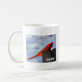 Red Northern Kardinal auf Baumstumpf Custom Kaffeetasse (Links)