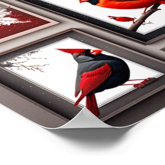 Red Northern Kardinal Bird Poster (Ecke)