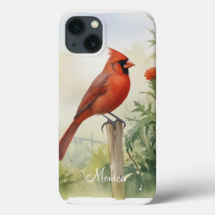 Red Northern Kardinal Watercolor Personalified nam Case-Mate iPhone Hülle