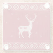 Red Norwegian Knit with Deer, Glass Coaster Glasuntersetzer (Rückseite)
