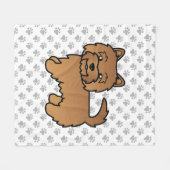 Red Norwich Terrier Cartoon Dog & Paws Fleecedecke (Vorderseite (Horizontal))