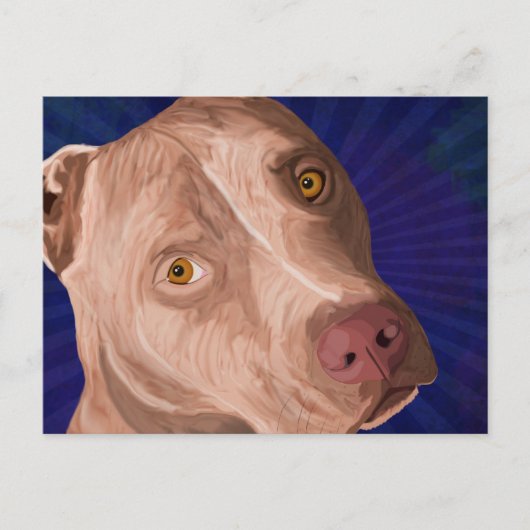 Red Nose Pit Bull mit blauem Hintergrund Postkarte (Vorderseite)