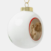 Red Nose Pitbull weiße Weihnachtsbaumen Keramik Kugel-Ornament (Links)