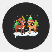 Red Nose Reindeer And Clarice Christmas Tree Kids  Runder Aufkleber (Vorderseite)