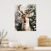 Red Nose Reindeer Christmas Wall Art Poster (Küche)