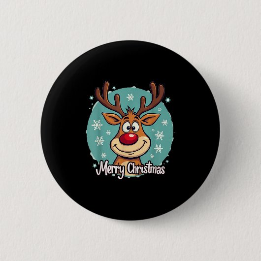 Red Nose Reindeer Funny Merry Christmas Men Women Button (Vorderseite)