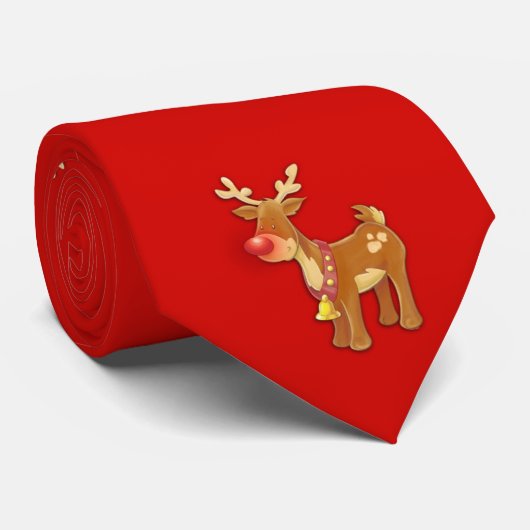 Red Nose Reindeer Red Krawatte (Gerollt)