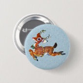 Red Nose Reindeer Vintage Kunst Button (Vorne & Hinten)