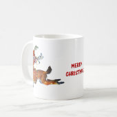Red Nose Reindeer Vintage Kunst Kaffeetasse (Vorderseite Links)