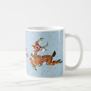 Red Nose Reindeer Vintage Kunst Kaffeetasse