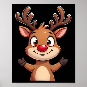 Red Nose Reindei Weihnachten Niedlicher Feiertag D Poster