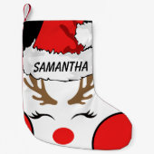 Red Nose Rentier mit dem Hut des Weihnachtsmanns N Kleiner Weihnachtsstrumpf (Vorderseite)