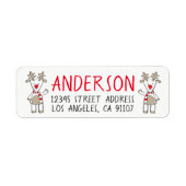 Red Nose Rentier Rücksendeadressen-Aufkleber (Vorne)