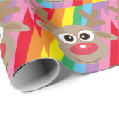 Red Nosed Reindee Weihnachtsraenbogen Geschenkpapier (Rolleneckpunkt)